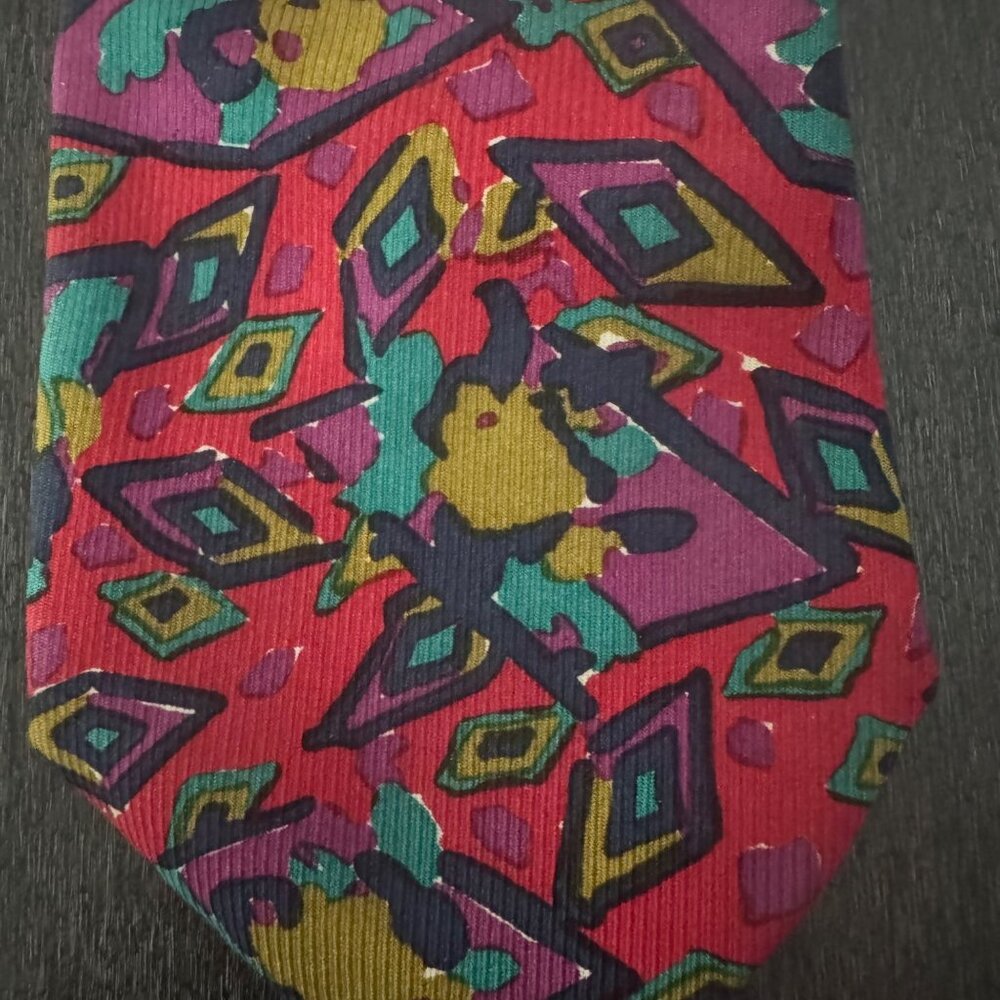 Missoni Cravatte 100% Silk Necktie Abstract Geometric Multicolor Made In Italy - Picture 2 of 6